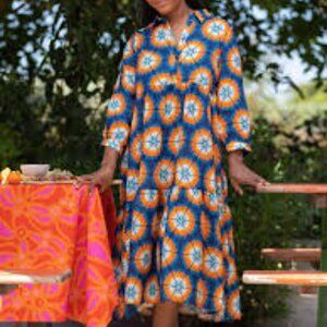 Lesley Evers Ruthie Dress Morning Glory Navy, NWT Size XS